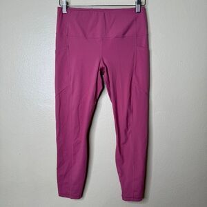 Yogalicious Lux Leggings Women's Large Pink High Waisted Pockets Gym Yoga
